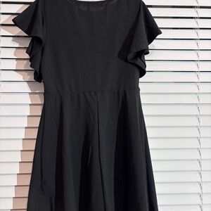 SHEIN Black Fit and Flare Mini Dress with Flutter Sleeves‎